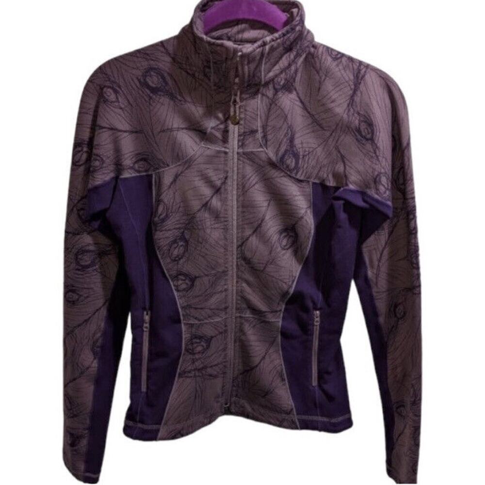 Lululemon Purple‎ Peacock Feather Full Zip Running Jacket with Pockets Size 4
